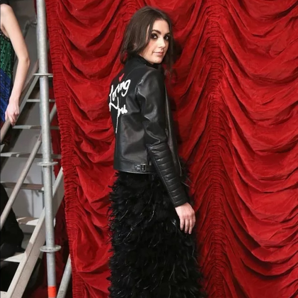 Alice & Olivia Gamma loving you leather jacket S RARE - Picture 4 of 11